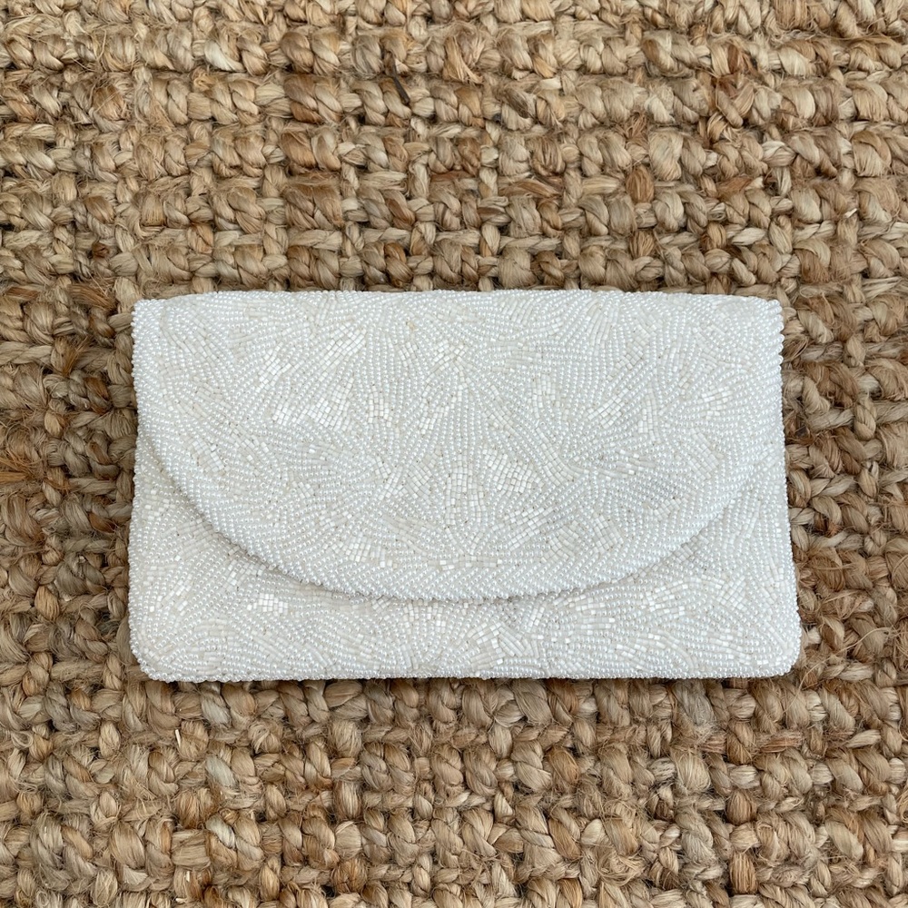 Vintage White Beaded Evening Bag